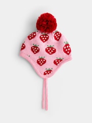 JoJo Maman Bébé Pink Strawberry Knitted Hat - Image 1 of 4