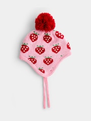 JoJo Maman Bébé Pink Strawberry Knitted Hat - Image 2 of 4