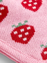 JoJo Maman Bébé Pink Strawberry Knitted Hat - Image 4 of 4