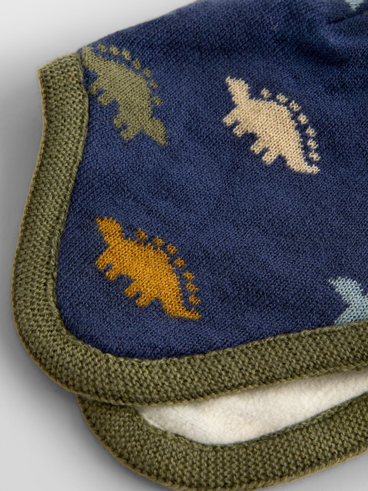 JoJo Maman Bébé Green Dino Pom Pom Knitted Hat - Image 4 of 4 JoJo Maman Bébé Green Dino Pom Pom Knitted Hat - Image 4 of 4