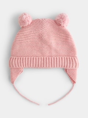 JoJo Maman Bébé Pink Pom Pom Knitted Hat - Image 1 of 4