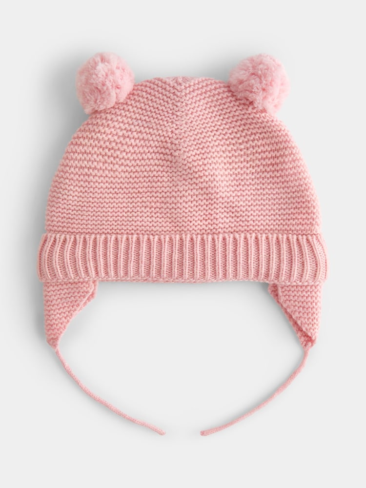 JoJo Maman Bébé Pink Pom Pom Knitted Hat - Image 1 of 4 JoJo Maman Bébé Pink Pom Pom Knitted Hat - Image 1 of 4