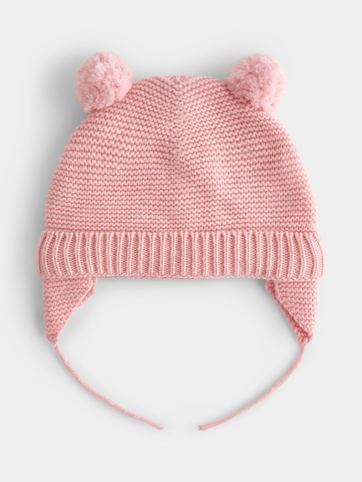 JoJo Maman Bébé Pink Pom Pom Knitted Hat