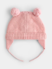 JoJo Maman Bébé Pink Pom Pom Knitted Hat - Image 2 of 4