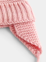 JoJo Maman Bébé Pink Pom Pom Knitted Hat - Image 3 of 4
