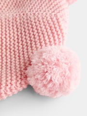 JoJo Maman Bébé Pink Pom Pom Knitted Hat - Image 4 of 4