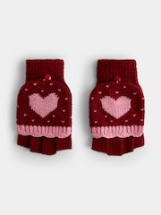 JoJo Maman Bébé Berry Heart Convertible Mittens - Image 1 of 5