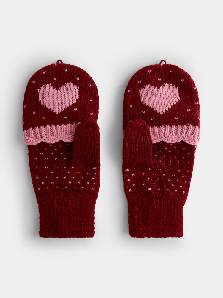JoJo Maman Bébé Berry Heart Convertible Mittens - Image 2 of 5 JoJo Maman Bébé Berry Heart Convertible Mittens - Image 2 of 5