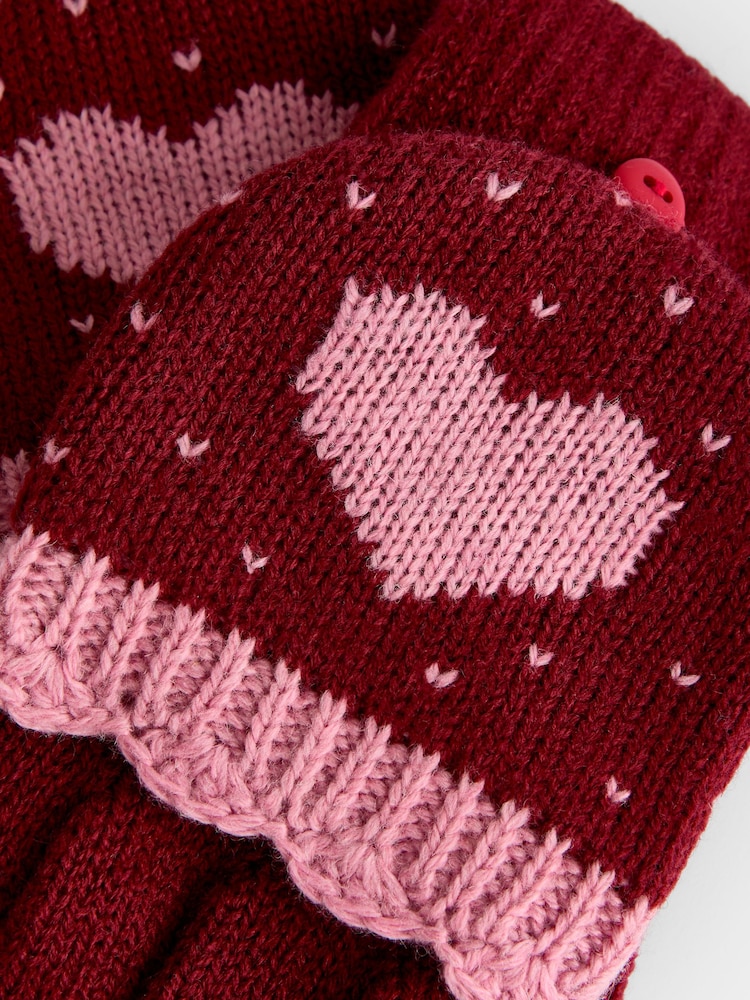 JoJo Maman Bébé Berry Heart Convertible Mittens - Image 5 of 5 JoJo Maman Bébé Berry Heart Convertible Mittens - Image 5 of 5