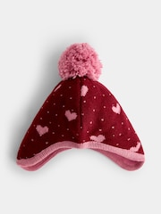 JoJo Maman Bébé Berry Heart Pom Pom Knitted Hat - Image 2 of 4