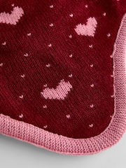 JoJo Maman Bébé Berry Heart Pom Pom Knitted Hat - Image 4 of 4