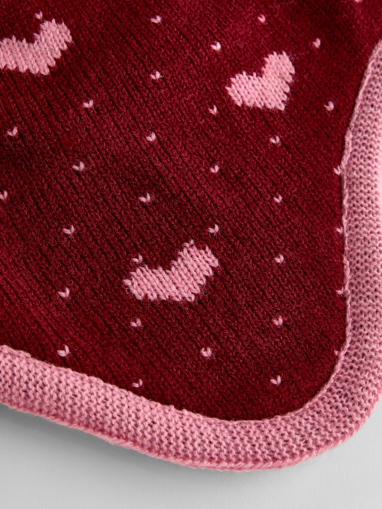 JoJo Maman Bébé Berry Heart Pom Pom Knitted Hat - Image 4 of 4 JoJo Maman Bébé Berry Heart Pom Pom Knitted Hat - Image 4 of 4