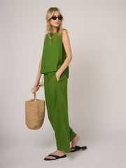 Nobodys Child Green Sleeveless linen-blend Stirling Top - Image 1 of 5