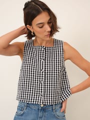 Nobodys Child Black Sammie Gingham Button-Up Top - Image 1 of 5