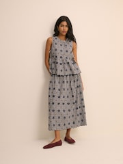 Nobodys Child Blue Valerie Embroidered Gingham Top - Image 3 of 5
