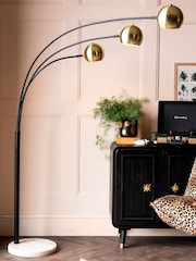 Rockett St George Brass Retro Overreach 3 Light Floor Lamp - Image 2 of 6