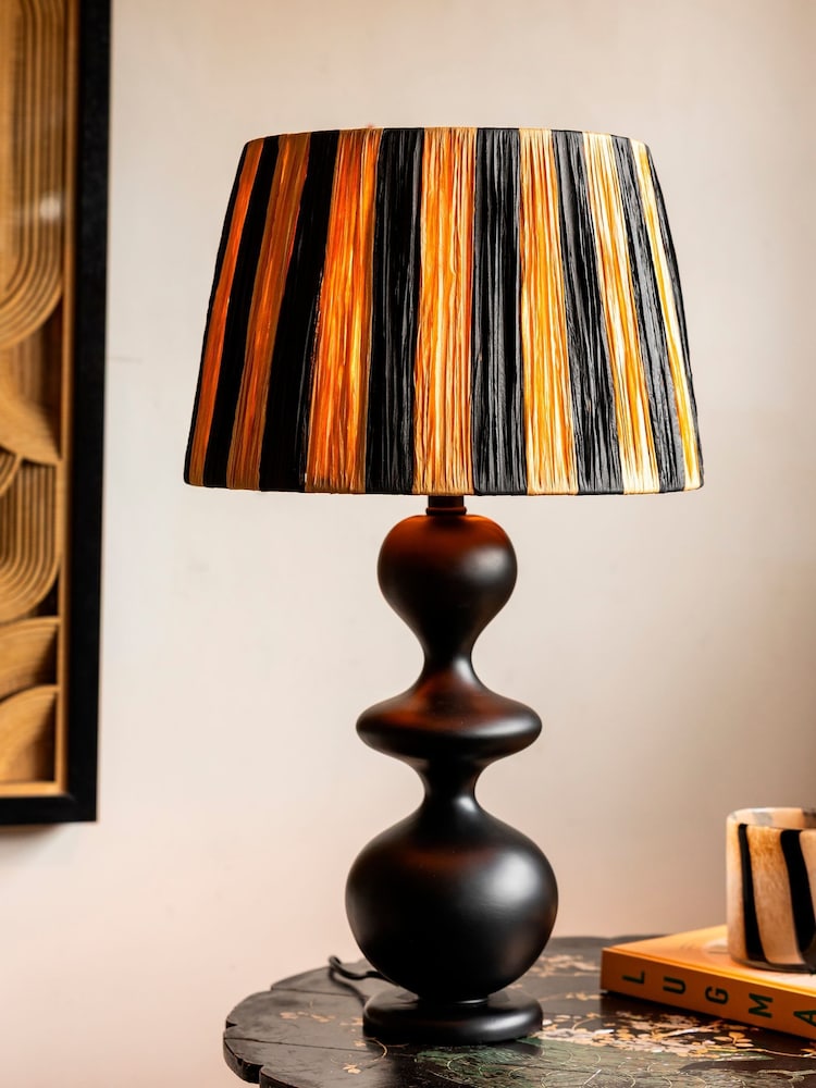 Rockett St George Black Stripped Shade and Resin Table Lamp - Image 1 of 5 Rockett St George Black Stripped Shade and Resin Table Lamp - Image 1 of 5