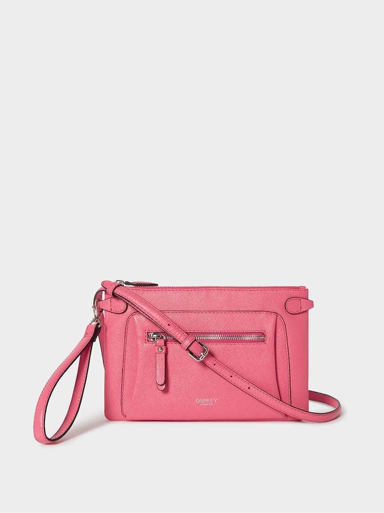 Osprey London Pink The Ruby Leather Cross-Body Bag - Image 1 of 5 Osprey London Pink The Ruby Leather Cross-Body Bag - Image 1 of 5