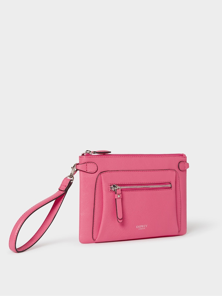 Osprey London Pink The Ruby Leather Cross-Body Bag - Image 2 of 5 Osprey London Pink The Ruby Leather Cross-Body Bag - Image 2 of 5