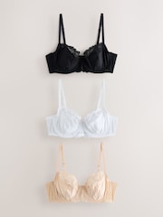Black/White/Almond Nude Full Cup Non Padded Full Cup Bras 3 Pack - Image 1 of 10