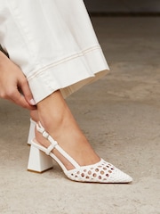 Linzi White Florence Handwoven Court Heels - Image 1 of 4