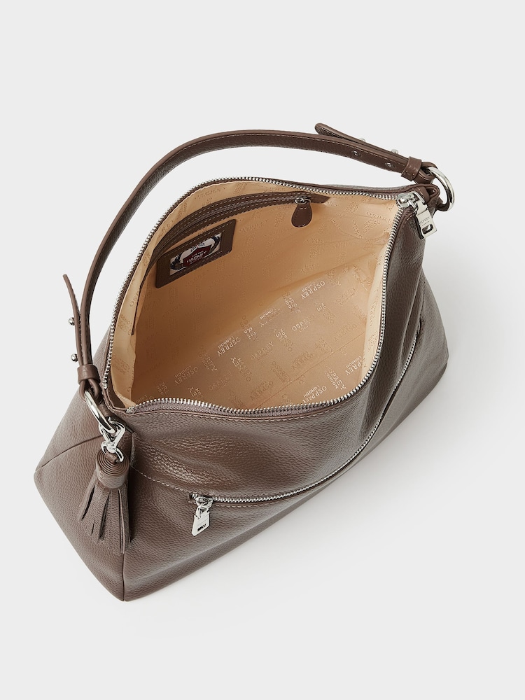 Osprey London Brown Grainy Hide Leather Stella Hobo Bag - Image 5 of 5 Osprey London Brown Grainy Hide Leather Stella Hobo Bag - Image 5 of 5