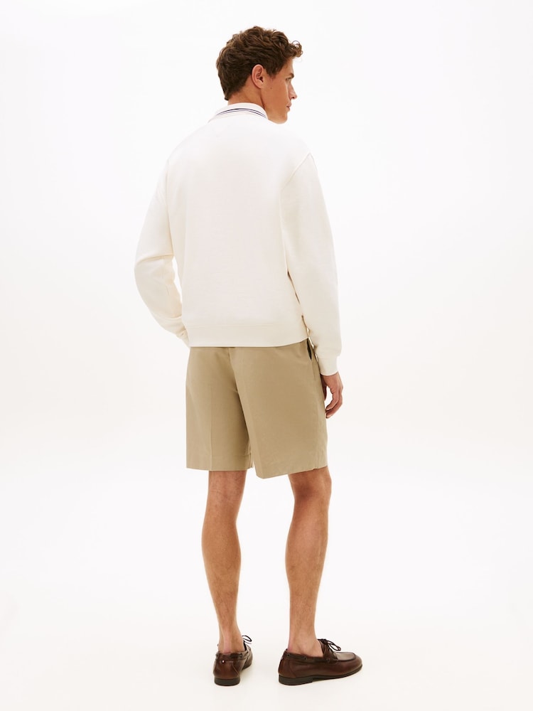 Tommy Hilfiger Cream Tipped Collar Relaxed Rugby Sweatshirt - Image 2 of 5