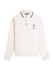 Tommy Hilfiger Cream Tipped Collar Relaxed Rugby Sweatshirt - Image 5 of 5