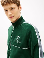 Tommy Hilfiger Green Colour-Blocked Velour Zip-Thru Track Jacket - Image 4 of 5