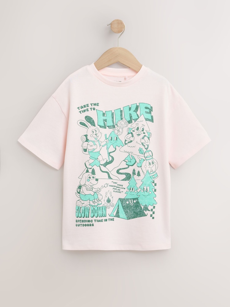 Pink Hike Oversized Graphic T-Shirt (3-16yrs) - Image 1 of 4 Pink Hike Oversized Graphic T-Shirt (3-16yrs) - Image 1 of 4