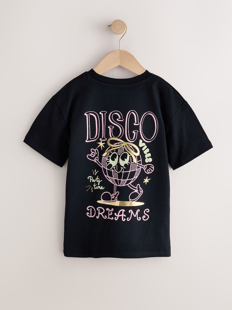 Black Disco Oversized Graphic T-Shirt (3-16yrs) - Image 2 of 4