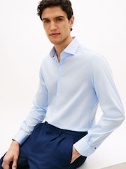 Tommy Hilfiger Blue Smart Casual TH Flex Slim Fit Shirt - Image 4 of 5