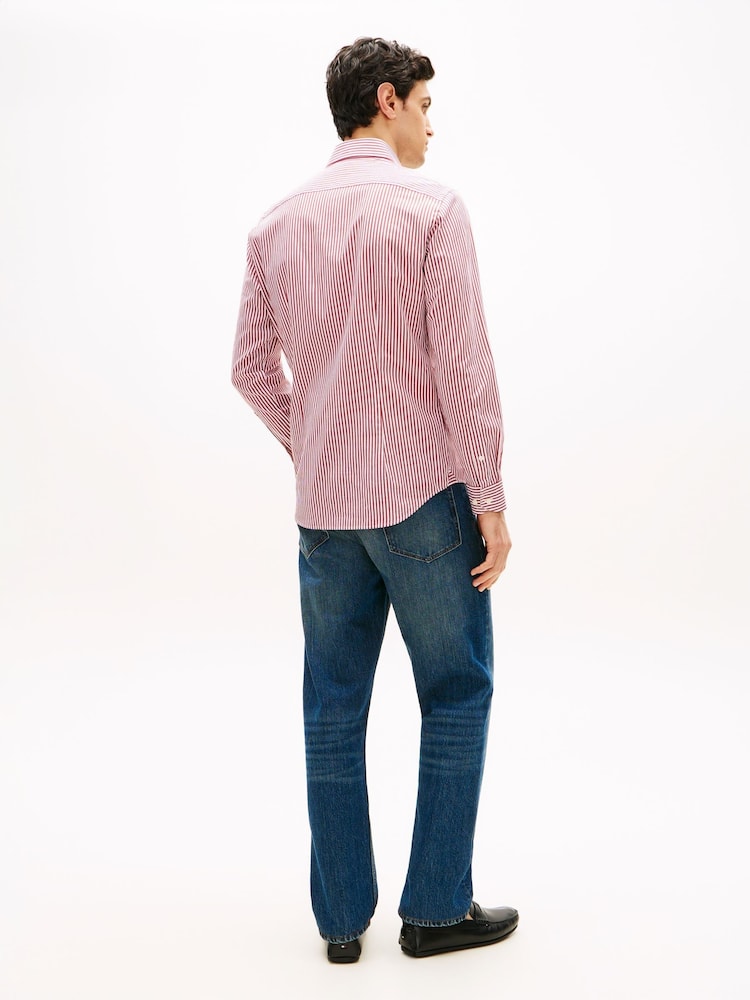 Tommy Hilfiger Red Smart Casual Slim Fit TH Flex Shirt - Image 2 of 5 Tommy Hilfiger Red Smart Casual Slim Fit TH Flex Shirt - Image 2 of 5