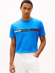 Tommy Hilfiger Blue Logo Embroidery Insert Jersey T-Shirt - Image 1 of 5