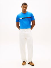 Tommy Hilfiger Blue Logo Embroidery Insert Jersey T-Shirt - Image 3 of 5