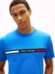 Tommy Hilfiger Blue Logo Embroidery Insert Jersey T-Shirt - Image 4 of 5