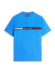 Tommy Hilfiger Blue Logo Embroidery Insert Jersey T-Shirt - Image 5 of 5