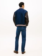Tommy Hilfiger Blue Contrast Sleeve Leather Varsity Jacket - Image 4 of 6