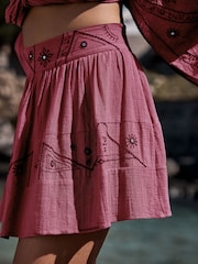 玫瑰粉紅色 - Embroidered Mirror Detail Rara Mini Skirt - 圖片 4/4