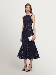 Self-Portrait Blue Spiral Lace Midi Dress - Image 3 of 5