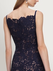 Self-Portrait Blue Spiral Lace Midi Dress - Image 4 of 5
