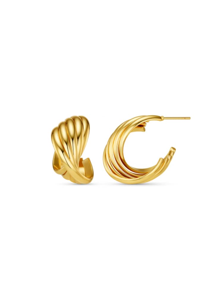 Orelia London Gold Tone Interlocking Twist Hoop Earrings - Image 1 of 2