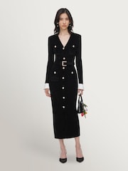 Self-Portrait Black Chenille Knit Midi Dress - Image 1 of 5