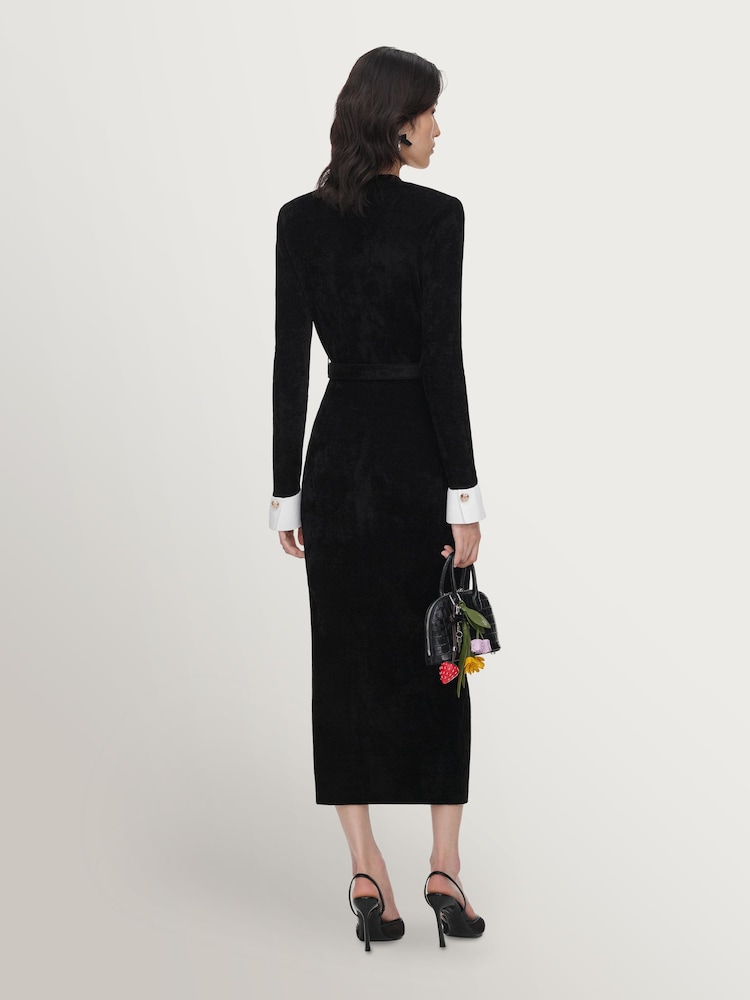 Self-Portrait Black Chenille Knit Midi Dress - Image 2 of 5