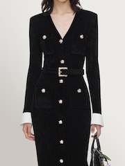 Self-Portrait Black Chenille Knit Midi Dress - Image 4 of 5
