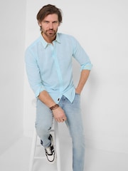 Joe Browns Blue Luxurious Linen Blend Stripe Shirt - Image 2 of 8