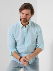 Joe Browns Blue Luxurious Linen Blend Stripe Shirt - Image 5 of 8