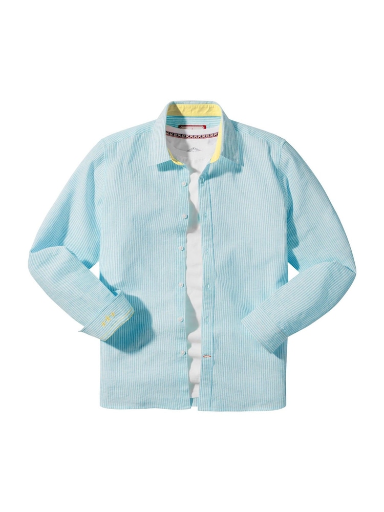 Joe Browns Blue Luxurious Linen Blend Stripe Shirt - Image 8 of 8