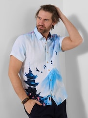Joe Browns Blue Zenscape Crinkle Shirt - Image 2 of 5