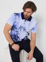 Joe Browns Blue Brilliant Bamboo Print Polo Shirt - Image 2 of 6